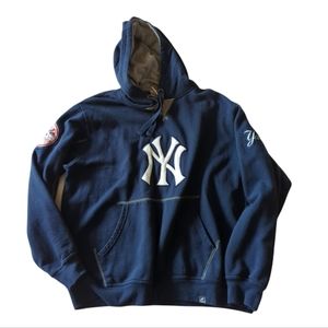 NY Yankees MLB logo navy hoodie by Majestic. XL